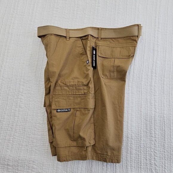 Ecko Unltd Cargo Utility Tactical Shorts Men's 36 Tan Belted 12" Inseam NEW NWT - Picture 9 of 16